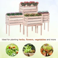 Outsunny Ghiveci de Gradina Ridicat cu 4 Ghiveci pentru Plante de 50x30x60cm din Lemn(m-7)