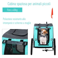 PawHut Rimorchio per Bicicletta per Animali Domestici Ruota 50 cm Impermeabile Azzurro Grigio(m-4)
