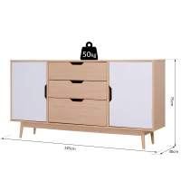 Homcom Mobilier Dulap cu Usi Basculante Comoda Design Nordic Lemn Stejar Alb 145 x 30 x75 cm(m-3)