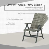 Outsunny Scaun Pliabil de Gradina din Ratan PE Reclinabil cu Cotiere(m-6)
