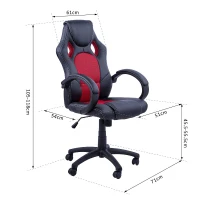 HomCom Scaun de Birou Stil Gaming, Rosu si Negru(m-3)