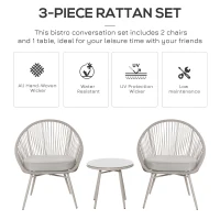 Outsunny set 3 piese, 1 masa si 2 scaune pentru exterior, crem(m-4)