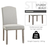 HOMCOM Set 2 Scaune Captusite Stil Classic pentru Living si Sufragerie Gri Deschis(m-6)