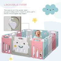 HOMCOM Gard Pliabil Copii +6 Luni cu 14 Bucati cu Interblocare, Incuietoare si Jocuri(m-7)