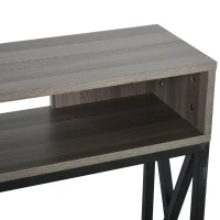 HOMCOM Masa Consola Stil Industrial cu 3 Rafturi, Gri si Negru(m-9)