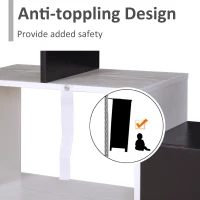 HOMCOM Biblioteca cu 3 Rafturi 8 Compartimente cubice Design Antirasturnare din Lemn Alb Negru(m-7)