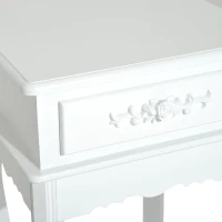 HOMCOM Noptiera cu Sertar in Lemn Alb, 40 x 30 x 60cm(m-10)