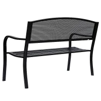 Outsunny Banca de exterior din otel, negru, 127x60x85cm(m-11)