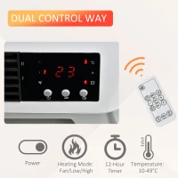 HOMCOM Soba Electrica de Perete cu Telecomanda Timer de Temperatura Reglabila Timer 12h(m-5)