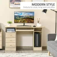 HOMCOM Birou PC pentru Birou cu Rafturi, Sertare si Polita Superioara din Lemn, 125x60x74 cm(m-5)