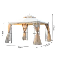 Outsunny Foisor Elegant de Gradina cu Trapa Transpiranta Metal si Poliester 3x3M Crem(m-3)