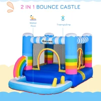 Outsunny Castel Gonflabil pentru Copii cu Trambulina si Piscina Pompa Inclusa(m-4)