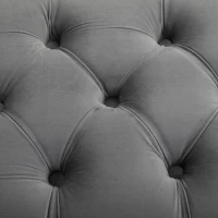 Homcom Banca pentru Pantofi Chesterfield Captusita Lemn Negru si Flanela Gri 80x40x46cm(m-9)