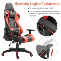 Vinsetto Fotoliu pentru Gaming in Piele Sintetica Premium Ergonomica Spatar Inalt Negru si Rosu(m-5)