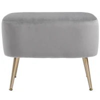 Homcom Pouf Captusit cu Invelis Gri Deschis si Picioare din Metal(m-7)