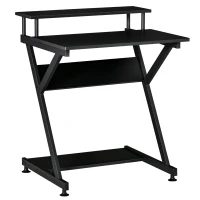 HOMCOM Masa Suport PC Economiseste Spatiu cu Raft Inaltat Monitor 70x60x85.5cm, Lemn Negru(m-1)
