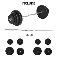 Homcom Set Haltere – 70 kg cu 8 Discuri & Bara Curbata Otel(m-6)