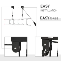 HOMCOM Palan pentru Caiac Sistem cu Scripete, Carlige, Sarcina max. 50kg, din Otel PP(m-7)