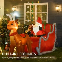 HOMCOM Mos Craciun Gonflabil cu 4 lumini LED, ren si sanie, impermeabil IP44(m-4)