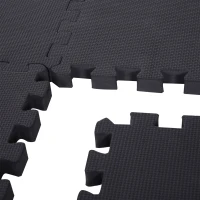 HOMCOM Covor Puzzle in EVA pentru Casa si Sala Nealunecoasa 8 Bucati cu Margini,Negru 63.5x63.5x2cm(m-8)