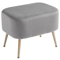 Homcom Pouf Captusit cu Invelis Gri Deschis si Picioare din Metal(m-1)