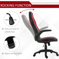 Vinsetto Fotoliu de Gaming din Piele ecologica Functie de Balansare Ajustabila Cotiera Rabatabila(m-5)