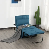 HOMCOM 4 in 1 Canapea extensibila 5 nivele spatar reglabil puof sezlong Albastra(m-6)