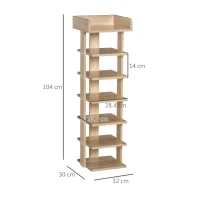 HOMCOM Dulap pentru Pantofi din Lemn 6 pantofi cu Raft de depozitare 32x30x104cm(m-3)