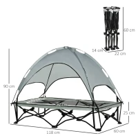 PawHut Pat pentru Caini cu Acoperis de Exterior si Interior din Tesatura si Otel(m-3)