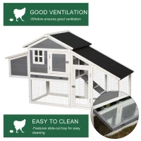 PawHut Cotet din Lemn pentru Exterior Casuta pentru Gaini si Spatiu Deschis Ingradit(m-4)