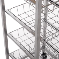 HOMCOM Cărucior de Bucătărie cu 4 Coșuri Detașabile pentru Alimente, 36,5x36,5x89 cm, Argintiu(m-9)
