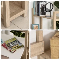 HOMCOM masa de birou cu economisire de spatiu din lemn, cu bibliotecă laterala si 3 rafturi(m-8)