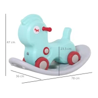 HOMCOM Balansoar pentru copii cu Roti, 1-4 ani, Model Calut, 78x36x47 cm, Verde/Gri(m-3)