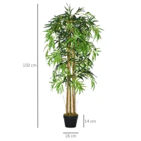 Outsunny Bambus Artificial cu Ghiveci pentru Interior și Exterior, Φ18x150cm(m-3)