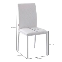 HOMCOM Set 4 Scaune Dining – Tapitate cu Piele Ecologica Alba(m-3)