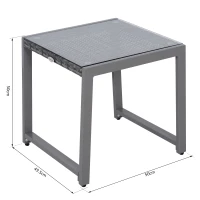 Outsunny masuta exterior, blat sticla, 50x50x50cm, gri(m-3)