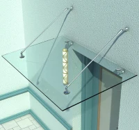 Outsunny - Tettoia porta d'ingresso baldacchino pensilina in vetro trasparente e acciaio inox(m-1)