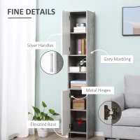 Kleankin Dulap Baie Coloana – 30×30×180 cm, Lemn Efect Ciment(m-6)