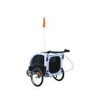 PawHut Cărucior tip Remorcă pentru Câini pentru Bicicletă, Alb și Negru(m-6)