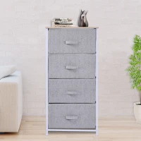 Homcom Mobila Container cu 4 Sertare din Lin Panou Sasiu in Otel Vopsea Praf Raft Superior in MDF Max:25 kg 45x30x92cm(m-2)