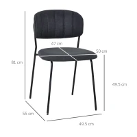 HOMCOM Set de 4 Scaune moderne Capitonate si Stivuibile, din Tesatura si Metal Gri(m-3)