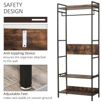 HOMCOM Cuier de perete cu suport de pantofi si rafturi stil industrial 80x40x200cm(m-5)