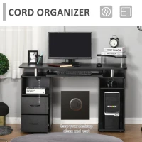 HOMCOM masa de birou suport PC din lemn cu sertare si suport pentru tastatura casa si birou(m-4)