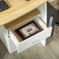 HOMCOM Masa de Birou cu Comoda Moderna din Lemn, Masa de Birou PC pentru Dormitor si Birou, 110x55x75cm(m-9)