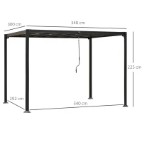 Outsunny pergola cu trapa pentru foisor gradina 3.48x3m, gri(m-3)