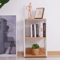 HOMCOM Mobilier Rastel Librarie 3 Rafturi cu Schelet in Otel Alb si Rafturi in Lemn 40x35x72.5cm(m-11)