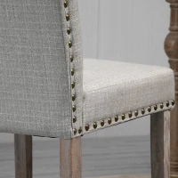 HOMCOM Set 2 Scaune Captusite Stil Classic pentru Living si Sufragerie Gri Deschis(m-9)