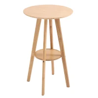 HOMCOM Masa inalta pentru bar sau bucatarie, Rotunda din Lemn Design Scandinav(m-1)