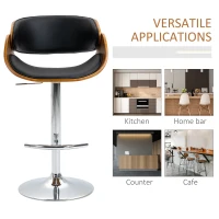 HOMCOM Scaun inalt de bar din lemn vintage stil industrial, Culoare nuc(m-7)