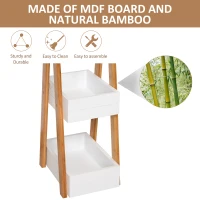 HOMCOM Mobilier Baie cu economisire spatiu Raft cu 3 etajere din MDF si bambus alb(m-6)